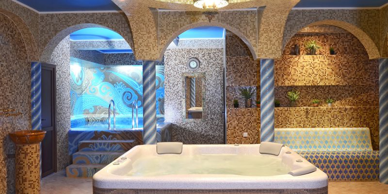 jacuzzi located in the sauna